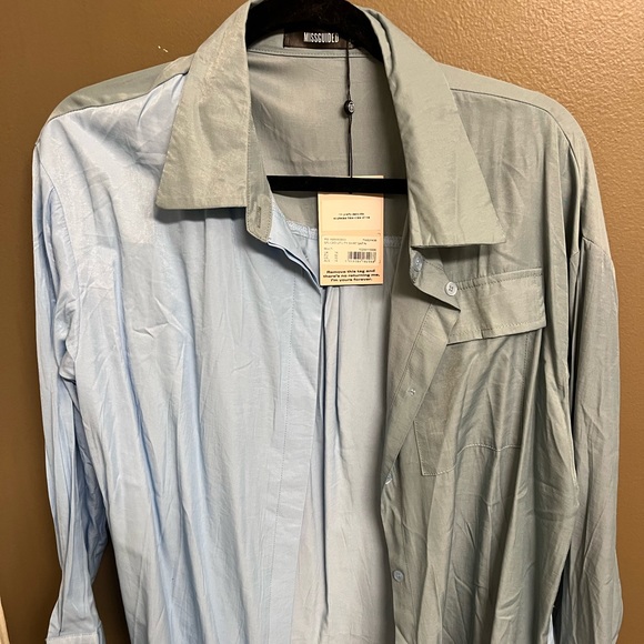 Pretty Little Thing satin spliced utility shirt - Picture 4 of 6